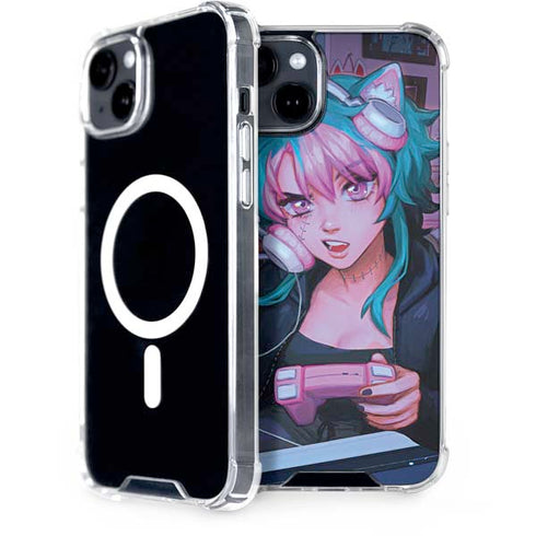 Anime Catgirl Gamer Nerd by Ivy Dolamore iPhone 15 Plus MagSafe Case