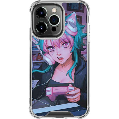 Anime Catgirl Gamer Nerd by Ivy Dolamore iPhone 14 Pro Clear Case