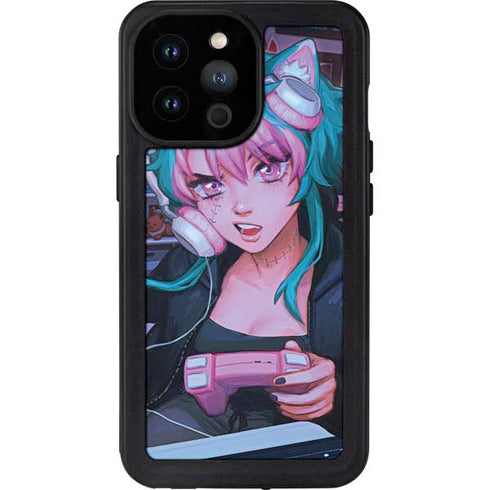 Anime Catgirl Gamer Nerd by Ivy Dolamore iPhone 14 Pro Max Waterproof Case