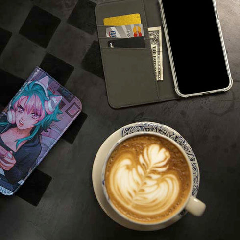 Anime Catgirl Gamer Nerd by Ivy Dolamore iPhone 15 Plus Folio Case