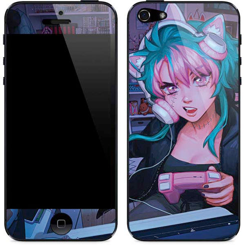 Anime Catgirl Gamer Nerd by Ivy Dolamore iPhone 5/5s/5SE Skin