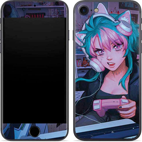 Anime Catgirl Gamer Nerd by Ivy Dolamore iPhone SE (2nd & 3rd Gen) Skin