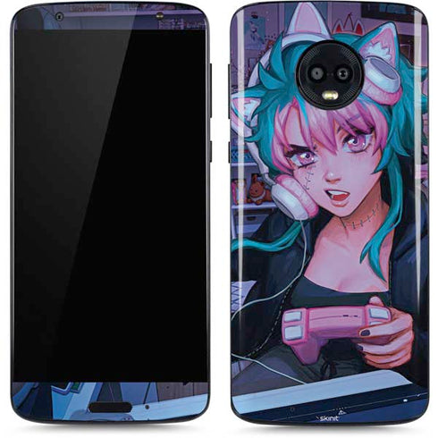 Anime Catgirl Gamer Nerd by Ivy Dolamore Moto G6 Skin