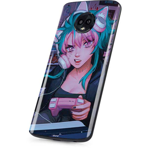 Anime Catgirl Gamer Nerd by Ivy Dolamore Moto G6 Skin