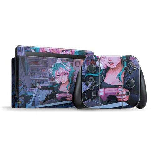 Anime Catgirl Gamer Nerd by Ivy Dolamore Nintendo Switch Bundle Skin