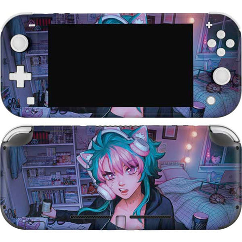 Anime Catgirl Gamer Nerd by Ivy Dolamore Nintendo Switch Lite Skin