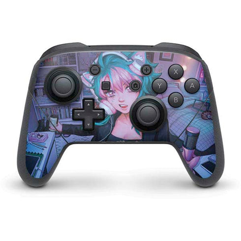 Anime Catgirl Gamer Nerd by Ivy Dolamore Nintendo Switch Pro Controller Skin