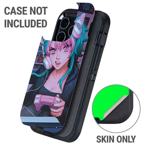 Anime Catgirl Gamer Nerd by Ivy Dolamore Otterbox Defender iPhone Skin