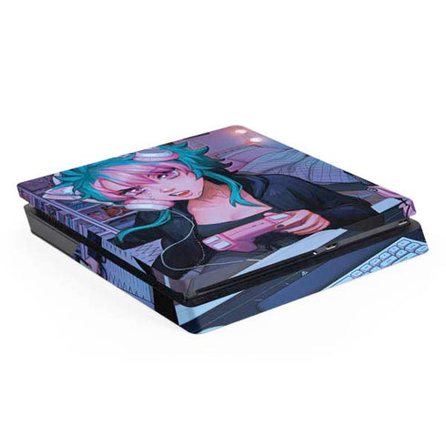 Anime Catgirl Gamer Nerd by Ivy Dolamore PS4 Slim Skin