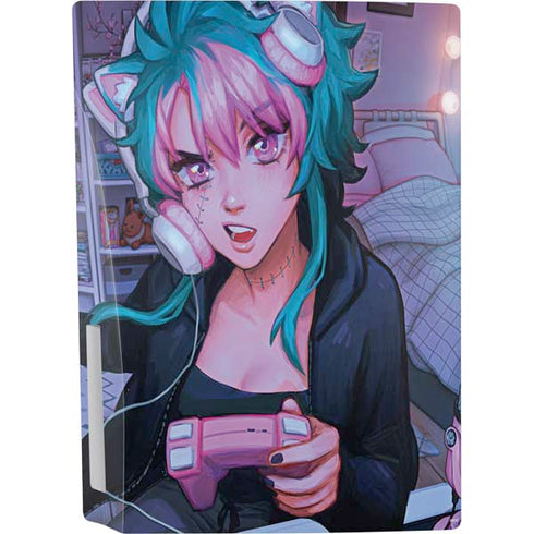 Anime Catgirl Gamer Nerd by Ivy Dolamore PS5 Console Skin