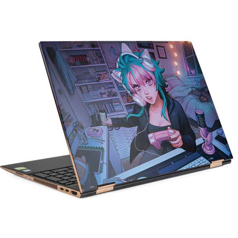 Anime Catgirl Gamer Nerd by Ivy Dolamore HP Spectre Skin
