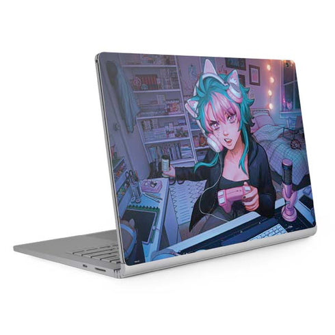 Anime Catgirl Gamer Nerd by Ivy Dolamore Surface Book 2 15in Skin