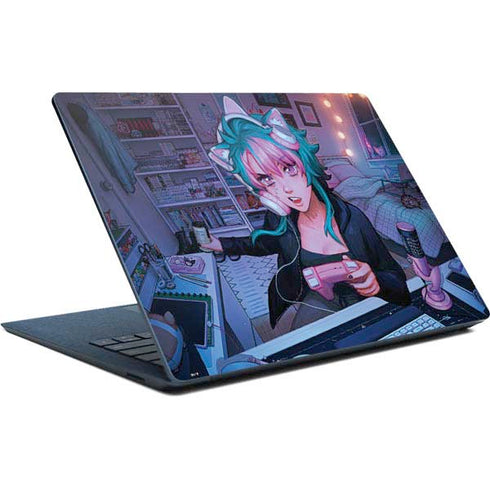 Anime Catgirl Gamer Nerd by Ivy Dolamore Surface Laptop Skin