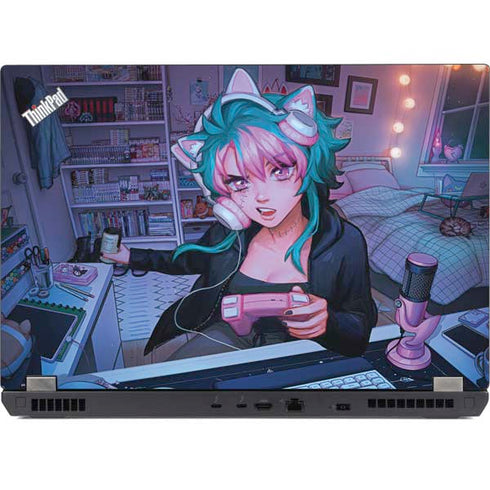 Anime Catgirl Gamer Nerd by Ivy Dolamore Lenovo ThinkPad Skin