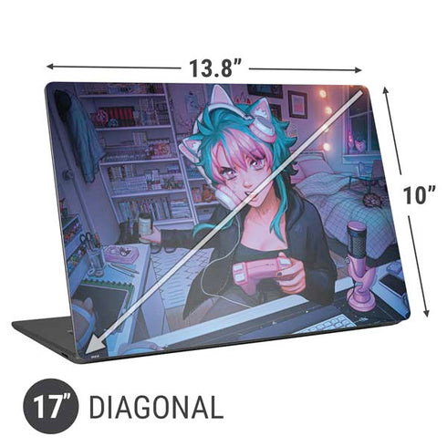 Anime Catgirl Gamer Nerd by Ivy Dolamore Universal Laptop 17in (13.8 x 10in) Skin