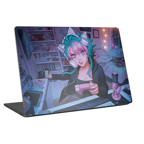 Anime Catgirl Gamer Nerd by Ivy Dolamore Universal Laptop 17in (13.8 x 10in) Skin