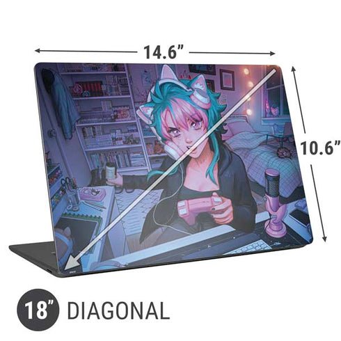 Anime Catgirl Gamer Nerd by Ivy Dolamore Universal Laptop 18in (14.6 x 10.6in) Skin