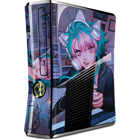 Anime Catgirl Gamer Nerd by Ivy Dolamore Xbox 360 Slim (2010) Skin