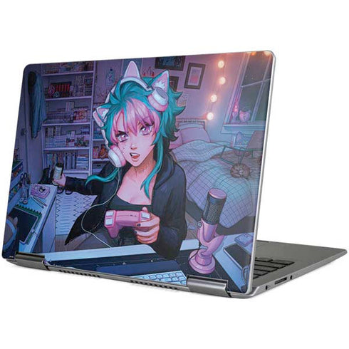 Anime Catgirl Gamer Nerd by Ivy Dolamore Yoga 710 14in Skin