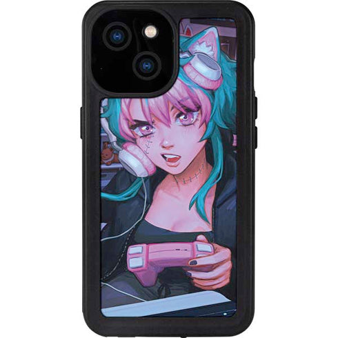 Anime Catgirl Gamer Nerd by Ivy Dolamore iPhone 15 Waterproof Case