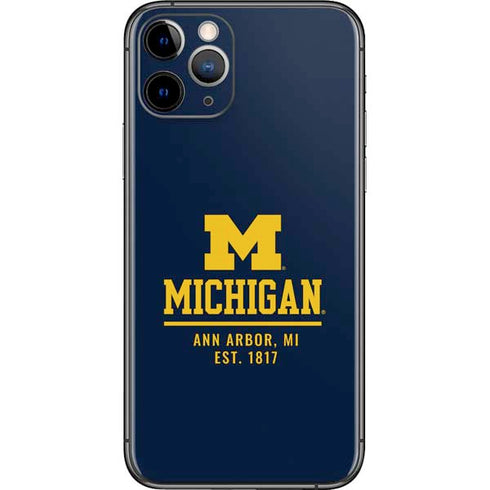 University of Michigan Ann Arbor Est 1817 iPhone 11 Pro Skin