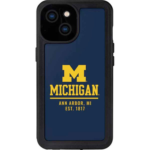 University of Michigan Ann Arbor Est 1817 iPhone 15 Waterproof Case