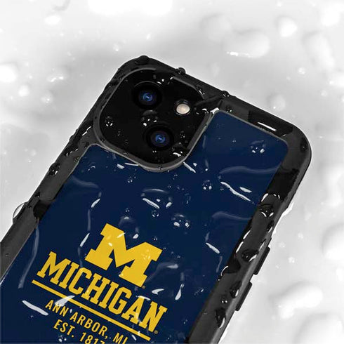 University of Michigan Ann Arbor Est 1817 iPhone 15 Waterproof Case