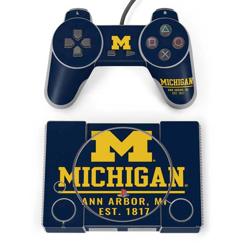 University of Michigan Ann Arbor Est 1817 PlayStation Classic Bundle Skin