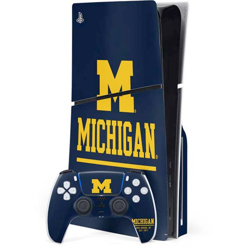 University of Michigan Ann Arbor Est 1817 PS5 Slim Disk Bundle Skin