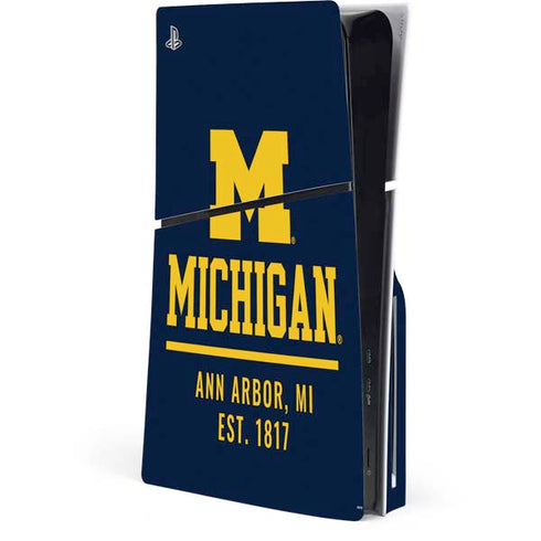 University of Michigan Ann Arbor Est 1817 PS5 Slim Disk Console Skin