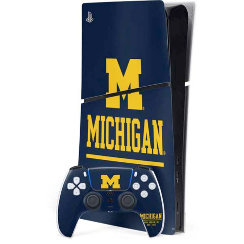 University of Michigan Ann Arbor Est 1817 PS5 Slim Digital Edition Bundle Skin
