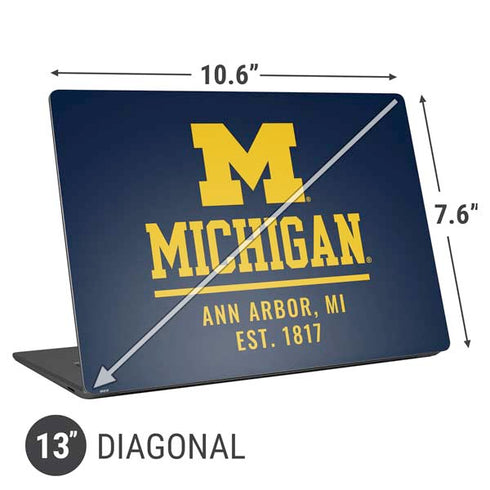 University of Michigan Ann Arbor Est 1817 Universal Laptop 13in (10.6 x 7.6in) Skin