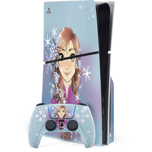 Disney Frozen Anna Portrait PS5 Slim Disk Bundle Skin