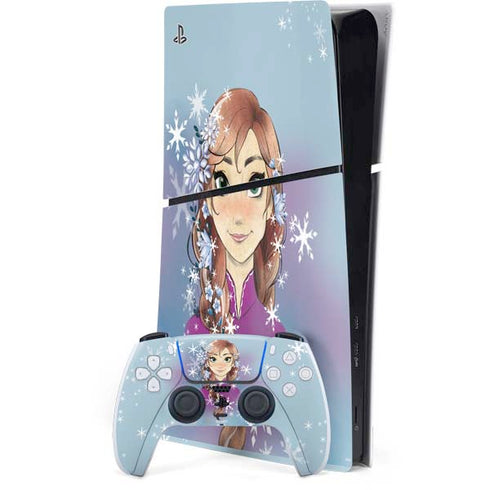 Disney Frozen Anna Portrait PS5 Slim Digital Edition Console Skin
