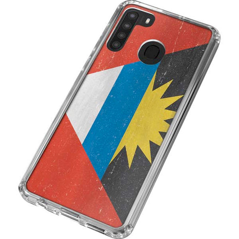 Antigua and Barbuda Flag Distressed Galaxy A21 Clear Case