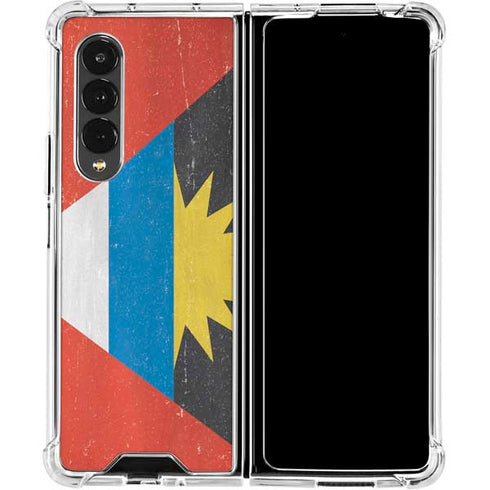 Antigua and Barbuda Flag Distressed Galaxy Z Fold4 5G Clear Case