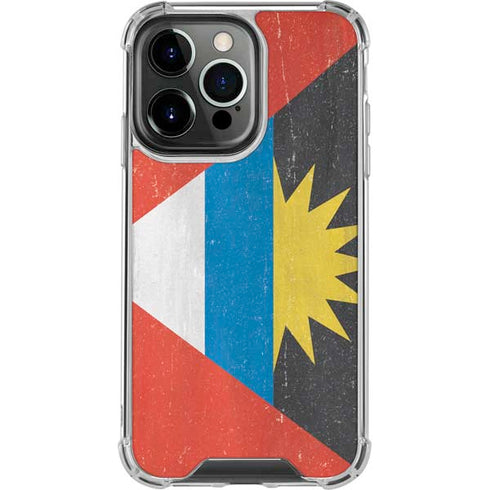 Antigua and Barbuda Flag Distressed iPhone 14 Pro Clear Case