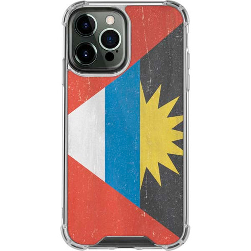 Antigua and Barbuda Flag Distressed iPhone 14 Pro Max Clear Case