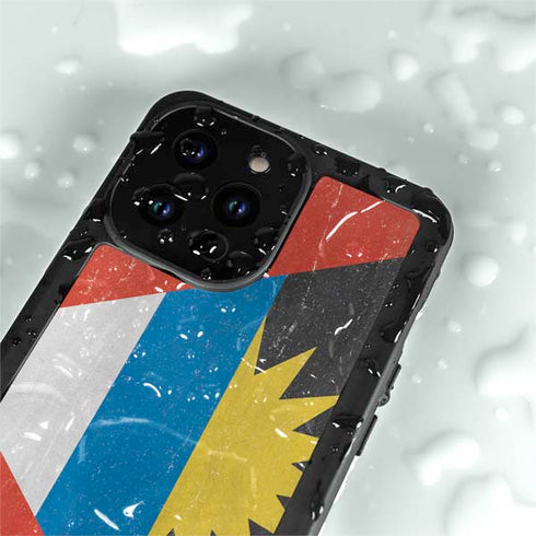 Antigua and Barbuda Flag Distressed iPhone 14 Pro Waterproof Case