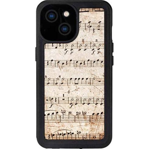 Antique Notes iPhone 13 Mini Waterproof Case