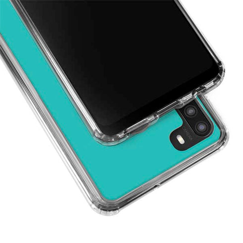 Aqua Blue Blue Solid Galaxy A21 Clear Case