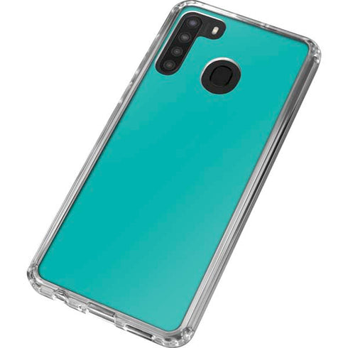 Aqua Blue Blue Solid Galaxy A21 Clear Case