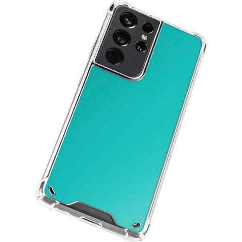 Aqua Blue Blue Solid Galaxy S21 Ultra 5G Clear Case