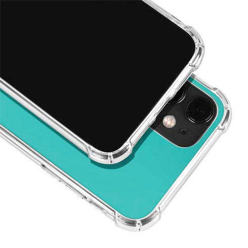 Aqua Blue Blue Solid iPhone 12 Clear Case