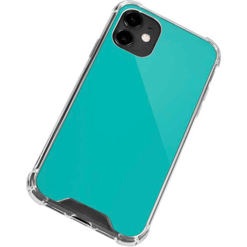 Aqua Blue Blue Solid iPhone 12 Clear Case