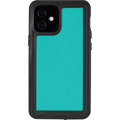 Aqua Blue Blue Solid iPhone 12 Mini Waterproof Case
