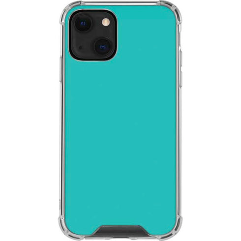 Aqua Blue Blue Solid iPhone 13 Mini Clear Case