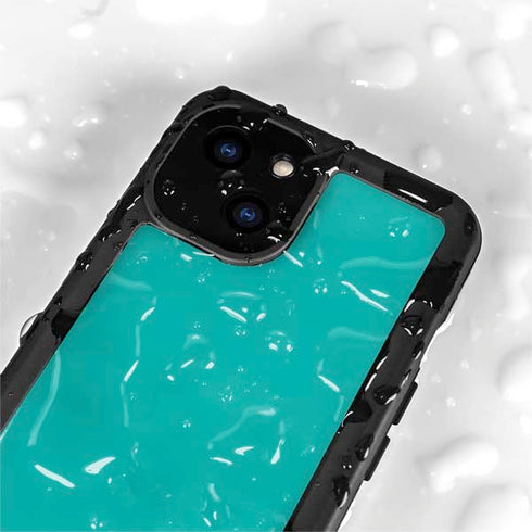 Aqua Blue Blue Solid iPhone 13 Mini Waterproof Case