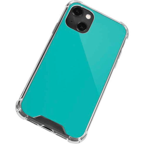 Aqua Blue Blue Solid iPhone 14 Plus Clear Case