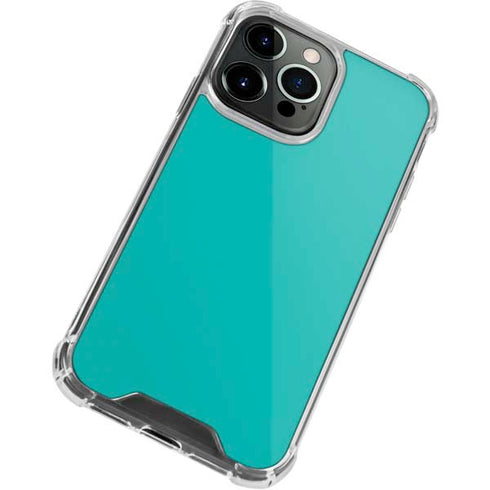 Aqua Blue Blue Solid iPhone 14 Pro Max Clear Case